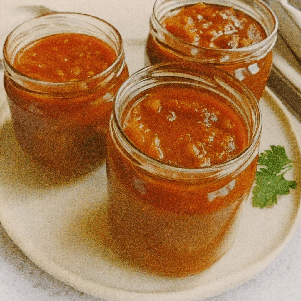 Naminis pomidorų padažas žiemai – aromatingas ir tirštas receptas