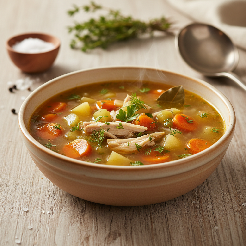 Kaip pasigaminti gardžią sriubą su vištiena žiemos vakarams